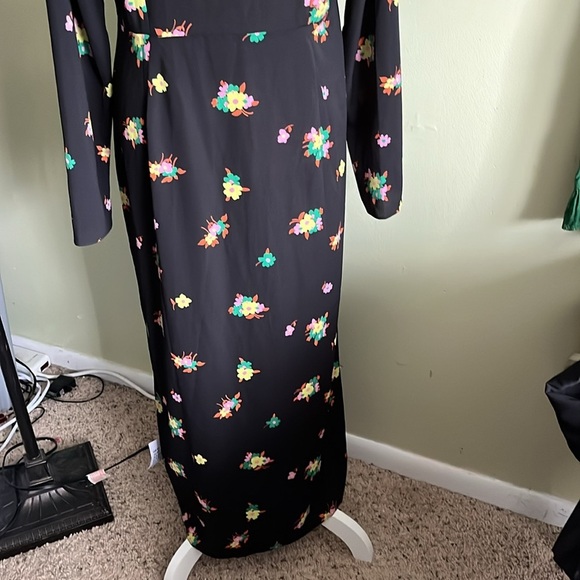 ASOS DESIGN ruched front button up wrap shirt midi dress in black floral print - Picture 8 of 16